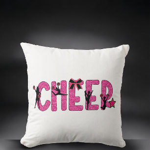 Pink Glitter Cheer / Cheerleader Pom Poms Decor Cushion