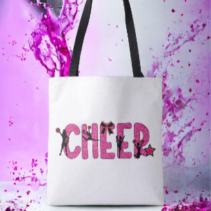 Pink Glitter Cheerleader Cheer Tote Bag