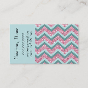 Pink Glitter Chevron ZigZag Pattern Business Card