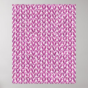 Pink Glitter Chevrons Knit Pattern Print