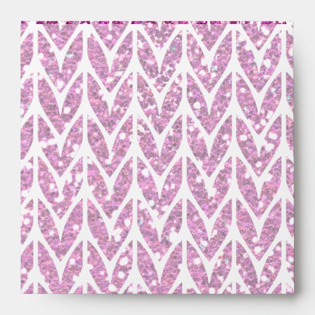 Pink Glitter Chevrons Knit Pattern Print Envelopes (Front)