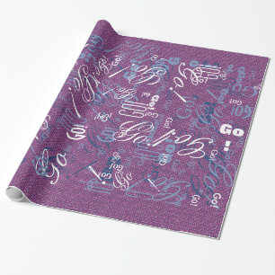 Pink Glitter Chevrons Knit Pattern Print Wrapping Paper