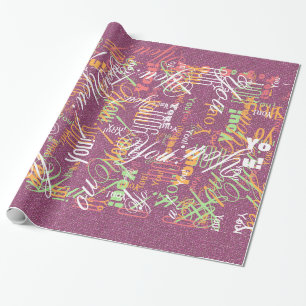 Pink Glitter Chevrons Knit Pattern Print Wrapping Paper