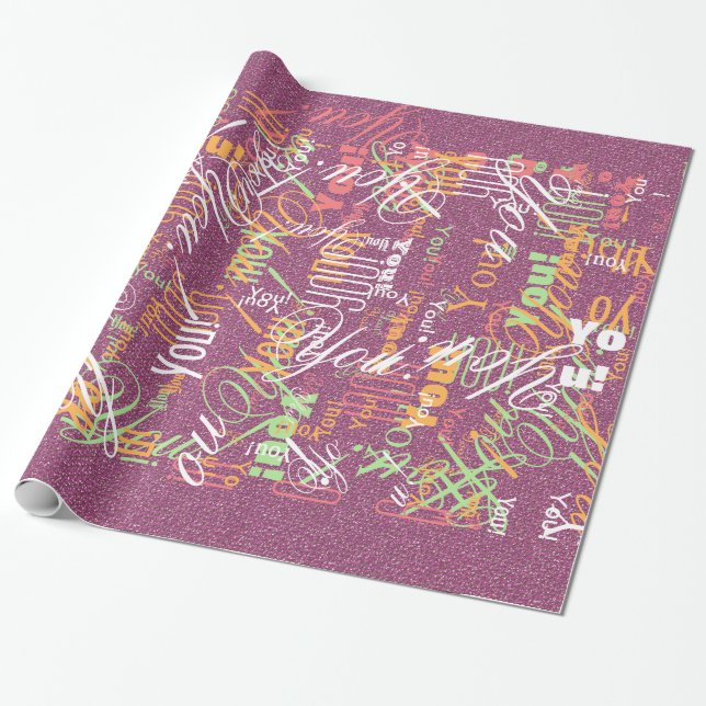 Pink Glitter Chevrons Knit Pattern Print Wrapping Paper (Unrolled)