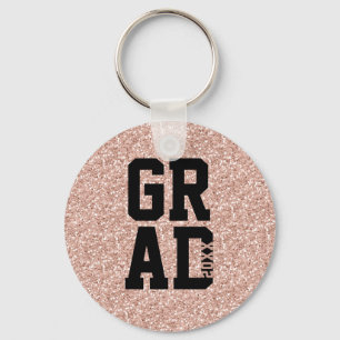 Pink Glitter Class of Graduation Keepsake Key Ring