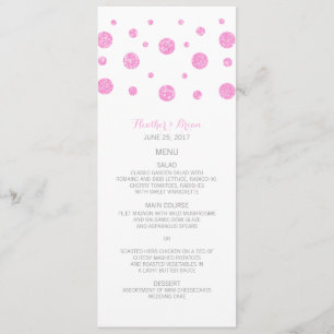 Pink Glitter Confetti Wedding Menu