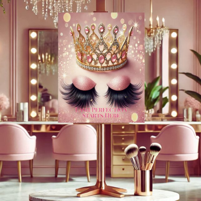 Pink Glitter Crown Eyelash Salon Acrylic Sign (Creator Uploaded)