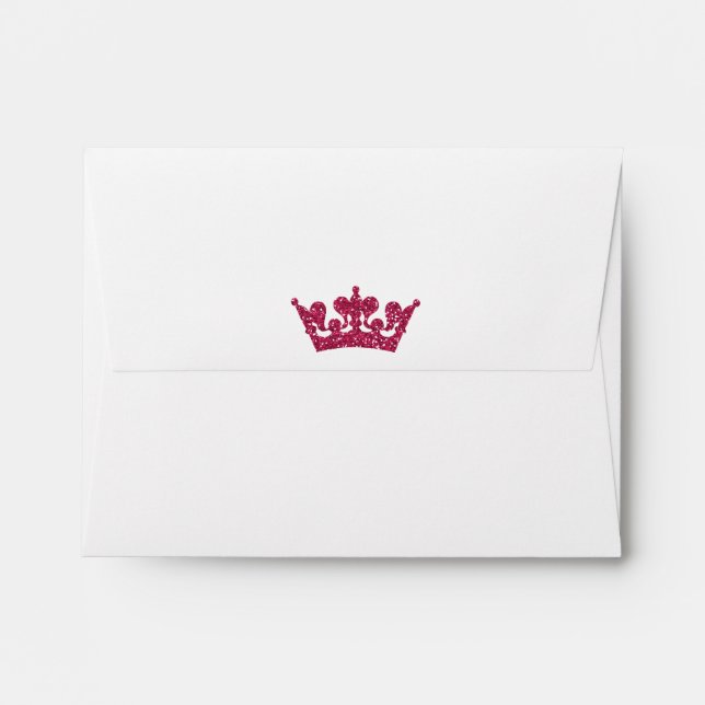 Pink Glitter Crown Royal Party Invitation Envelope (Back (Top Flap))
