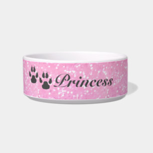 cute girl dog bowls