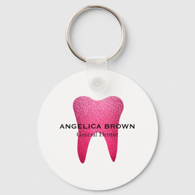 Pink Glitter Dental Key Ring (Front)