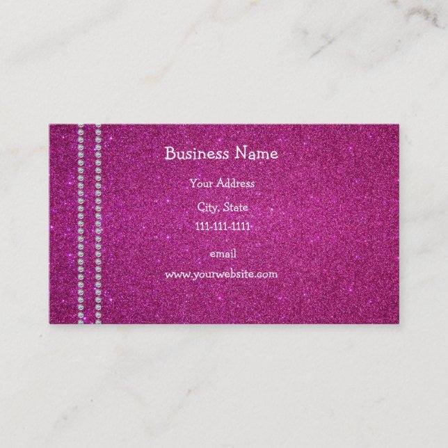 Pink glitter diamonds business card (Front)