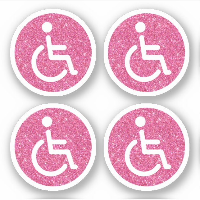Pink glitter disabled handicap symbol (Front)