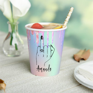 Pink Glitter Drip Bridal   Bachelorette Party Ring Paper Cups