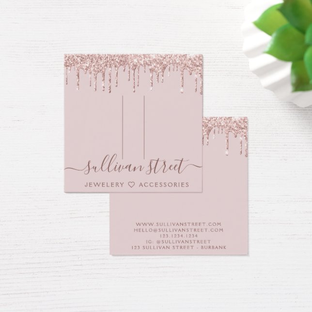 Pink Glitter Drip Hair Clip Display Card (Desk)