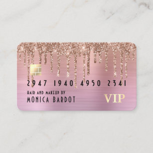 Pink Glitter Dripping Hair Makeup Faux Credit Card