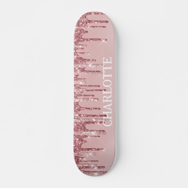 Pink Glitter Dripping Skateboard (Front)