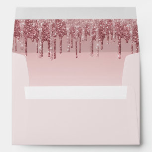 Pink Glitter Drips Baby Shower Envelope 