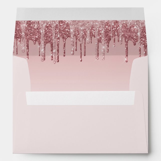 Pink Glitter Drips Baby Shower Envelope  (Back (Bottom))