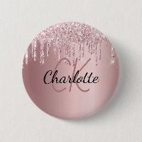 Pink glitter drips custom monogram name