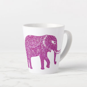 Pink glitter elephant latte mug
