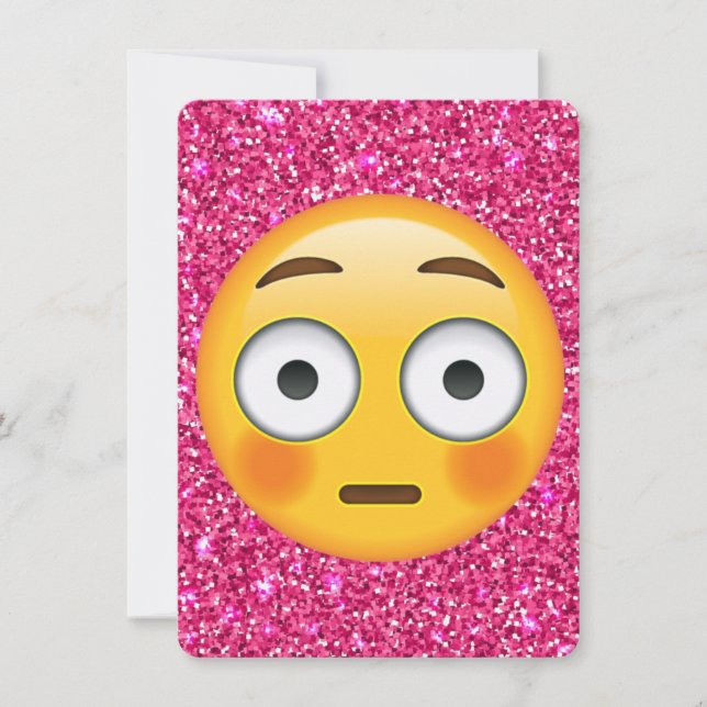Pink glitter emoji invitation (Front)