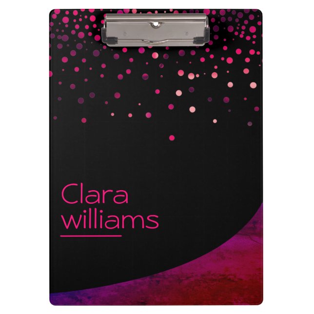 Pink Glitter Faux Sparkle Confetti Modern Clipboard (Front)