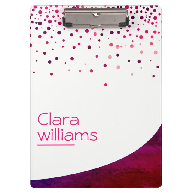 Pink Glitter Faux Sparkle Confetti Modern Clipboard (Front)