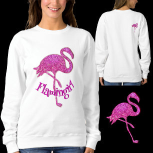 Pink glitter flamingo - customisable text sweatshirt
