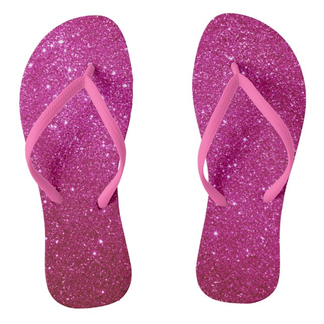 Pink Glitter Flip Flops (Footbed)