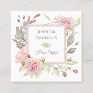 Pink Glitter Floral Appointment Business Card