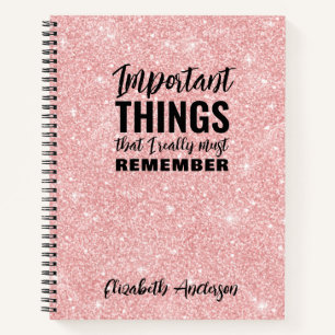 Pink Glitter Funny Quote to do list Notebook