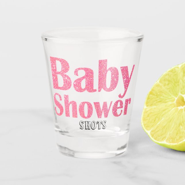 Pink Glitter Girl Baby Shower Shots Shot Glass (Front)