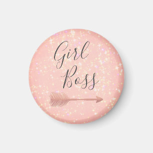 Pink Glitter Girl Boss Magnet