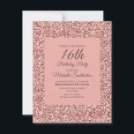 Pink Glitter Girl's 16th Birthday Card<br><div class="desc">Elegant pink glitter 16th birthday party invitation for women.   Contact us for help with customisation or to request matching products.</div>