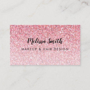 Pink Glitter Glam Makeup Artist Hair Salon Busines Business Card