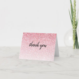Pink Glitter Glam Thank You Birthday Card