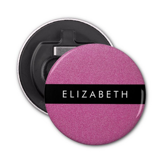 Pink Glitter, Glitter Background, Your Name Bottle Opener (Front)