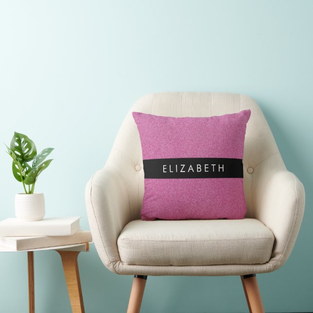 Pink Glitter, Glitter Background, Your Name Cushion (Chair)