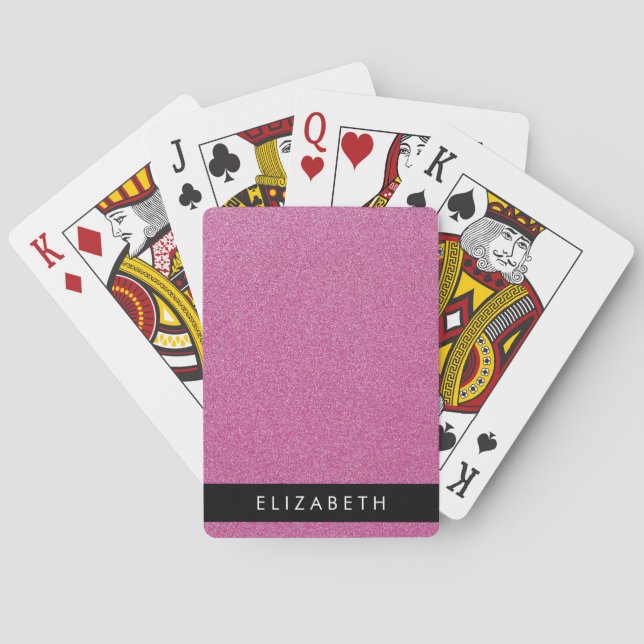 Pink Glitter, Glitter Background, Your Name Playing Cards (Back)