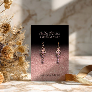 Pink glitter glitter black jewelry earring display business card