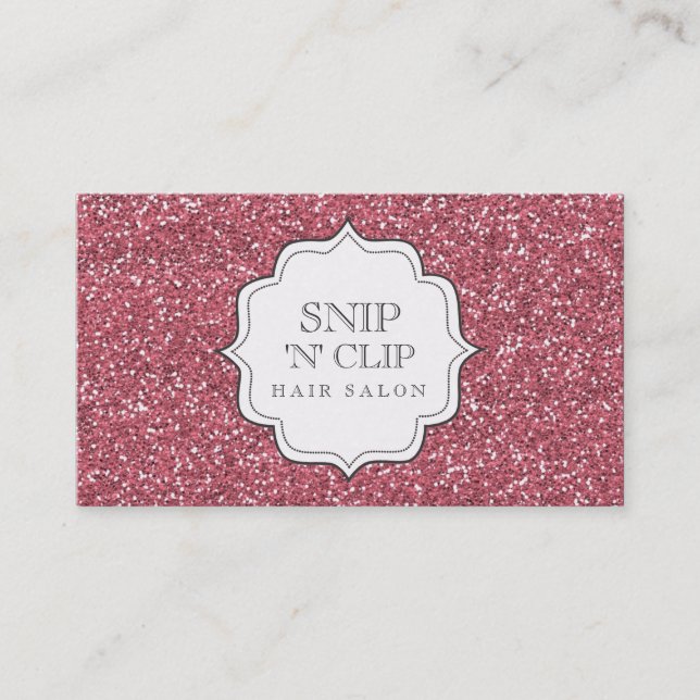 Pink Glitter Glitz Glam Hair Stylist Cards (Front)