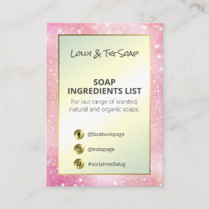 Pink Glitter Gold Fragrance Ingredients Business Card