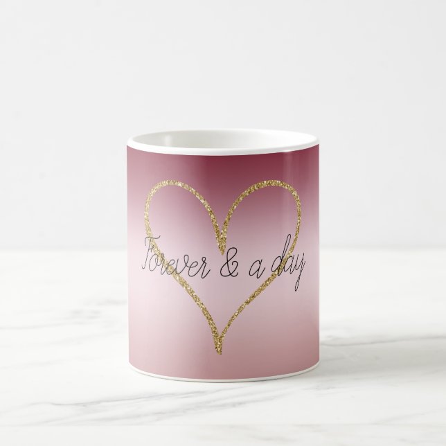 Pink Glitter Gold Love Forever Coffee Mug (Center)