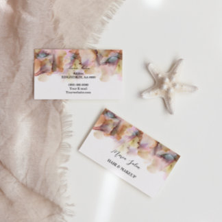  Pink glitter gold orange watercolor Business Card