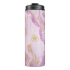 *~* Pink Glitter Gold Veins Marble Thermal Tumbler