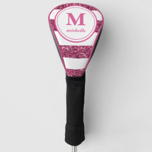 Pink Glitter Golf personalised NAME monogram Golf Head Cover