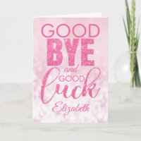 Pink Glitter Goodbye And Good Luck Farewell