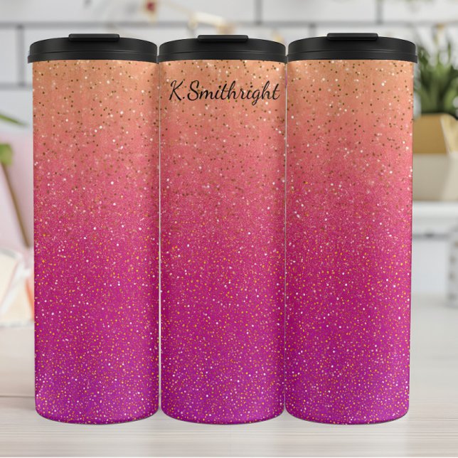 Pink Glitter Gradient Sparkle Texture Thermal Tumbler (Creator Uploaded)