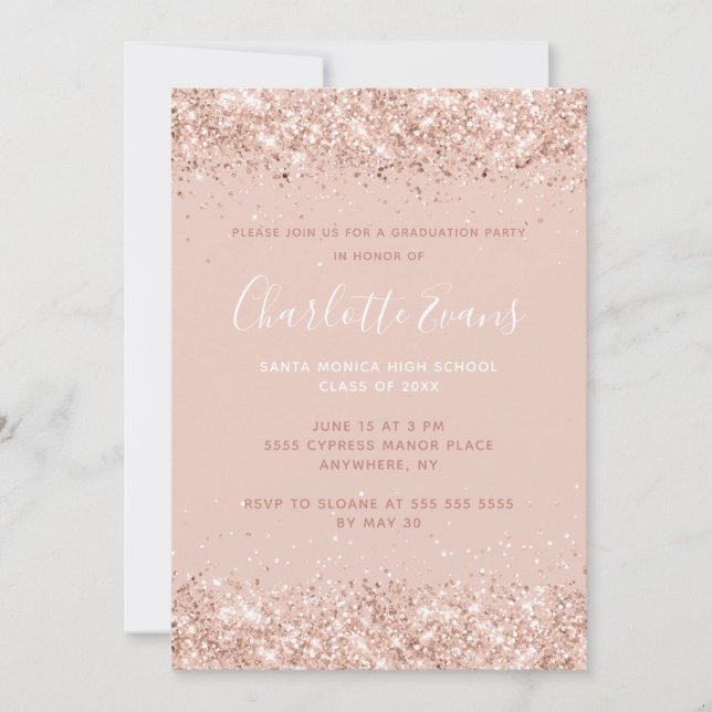 Pink Glitter Graduation Invitation (Front)