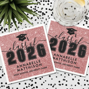 Pink Glitter Graduation Napkin